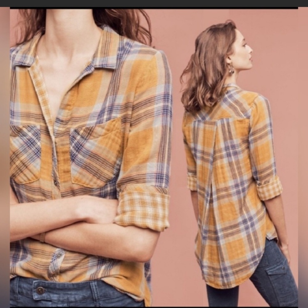 Cloth and Stone medium plaid button down